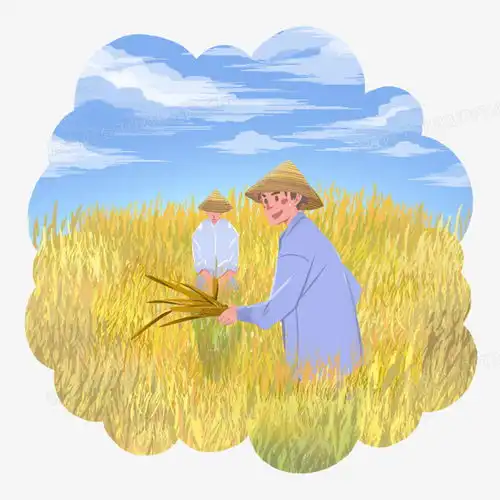 农民秋收小麦田人物插画元素png图片素材免费下载插画png22002200像素