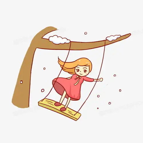 女孩荡秋千大雪小雪手绘卡通元素png图片素材免费下载psd格式20002000像素熊猫办公