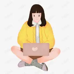 卡通玩电脑的长发女生插画素材图片免费下载高清psd千库网图片编号11398219