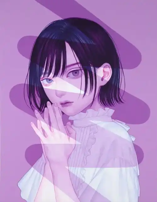 每日插画绝绝子,少女玩偶丝带,居然玩儿出了清冷少女感