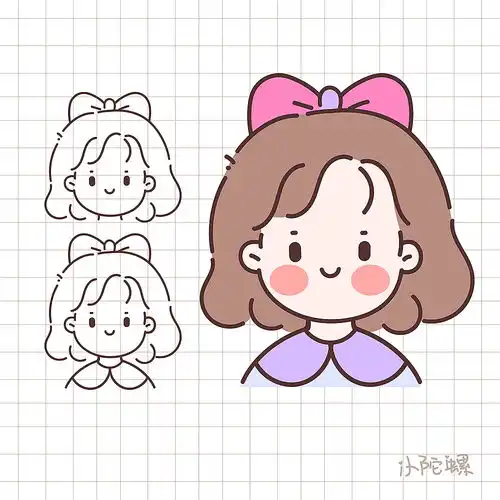 卡通女孩手账头像绘制过程