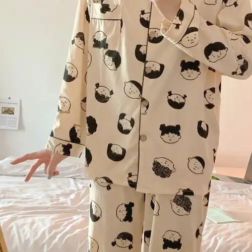 2021卡通动漫头像长袖睡衣女春秋季可爱家居服套装可外穿