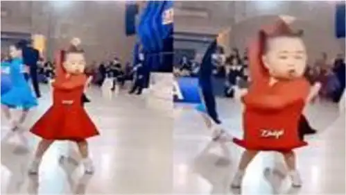 嘟嘴抬头杭州萌娃拉丁舞表演花式秀表情,表情神似哪吒逗笑网友