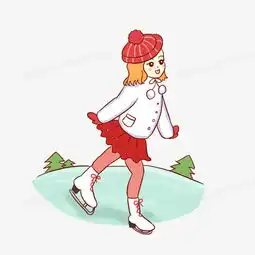 你好冬天冬季女孩滑雪手绘卡通元素png图片素材免费下载psd格式20002000像素熊猫办公