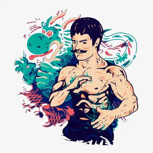 龙背景前的功夫大师李小龙免抠素材传人设计图片免费下载页面网页平面电商创意素材素材
