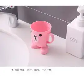 韩版环保桔梗卡通站立小熊漱口杯
