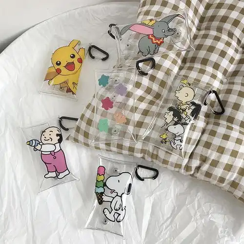 ins卡通史努比查理零钱包女创意透明钥匙包泫雅风口红耳机收纳包