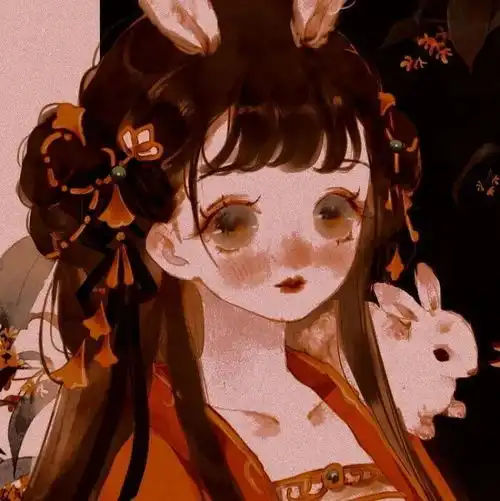 红色古风女生动漫头像
