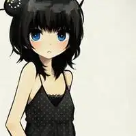 可爱的动漫黑色短发女孩已抠图
