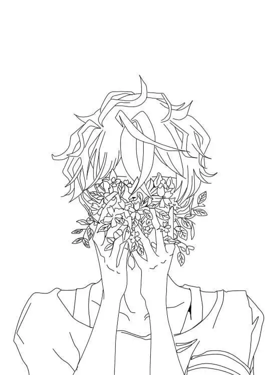 线稿动漫黑白素材插画手帐